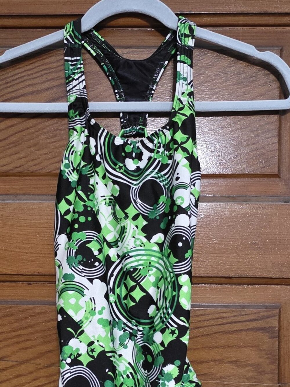Speedo Bathing Suit, Size 8, Black/green/white, Criss Cross Back